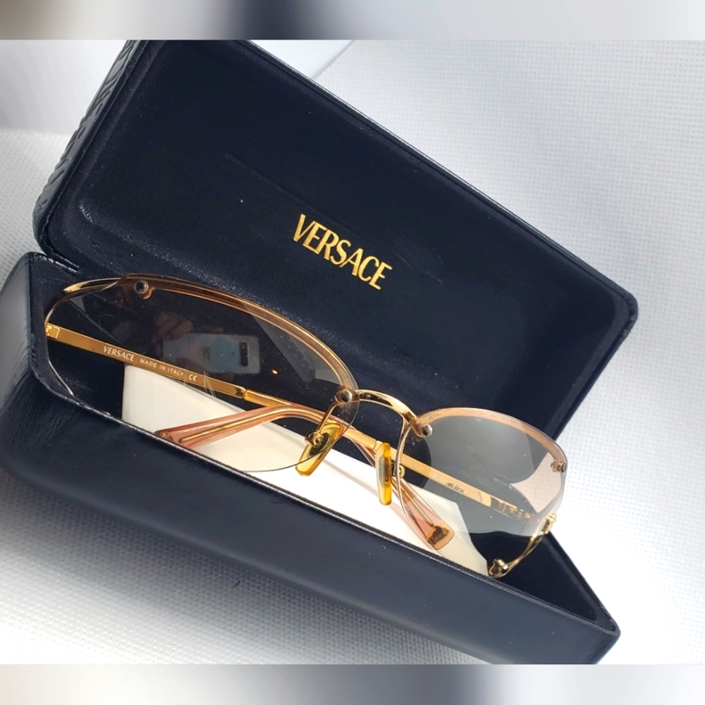Y2K Versace Medusa Sunglasses Gold Frame - Case Included
